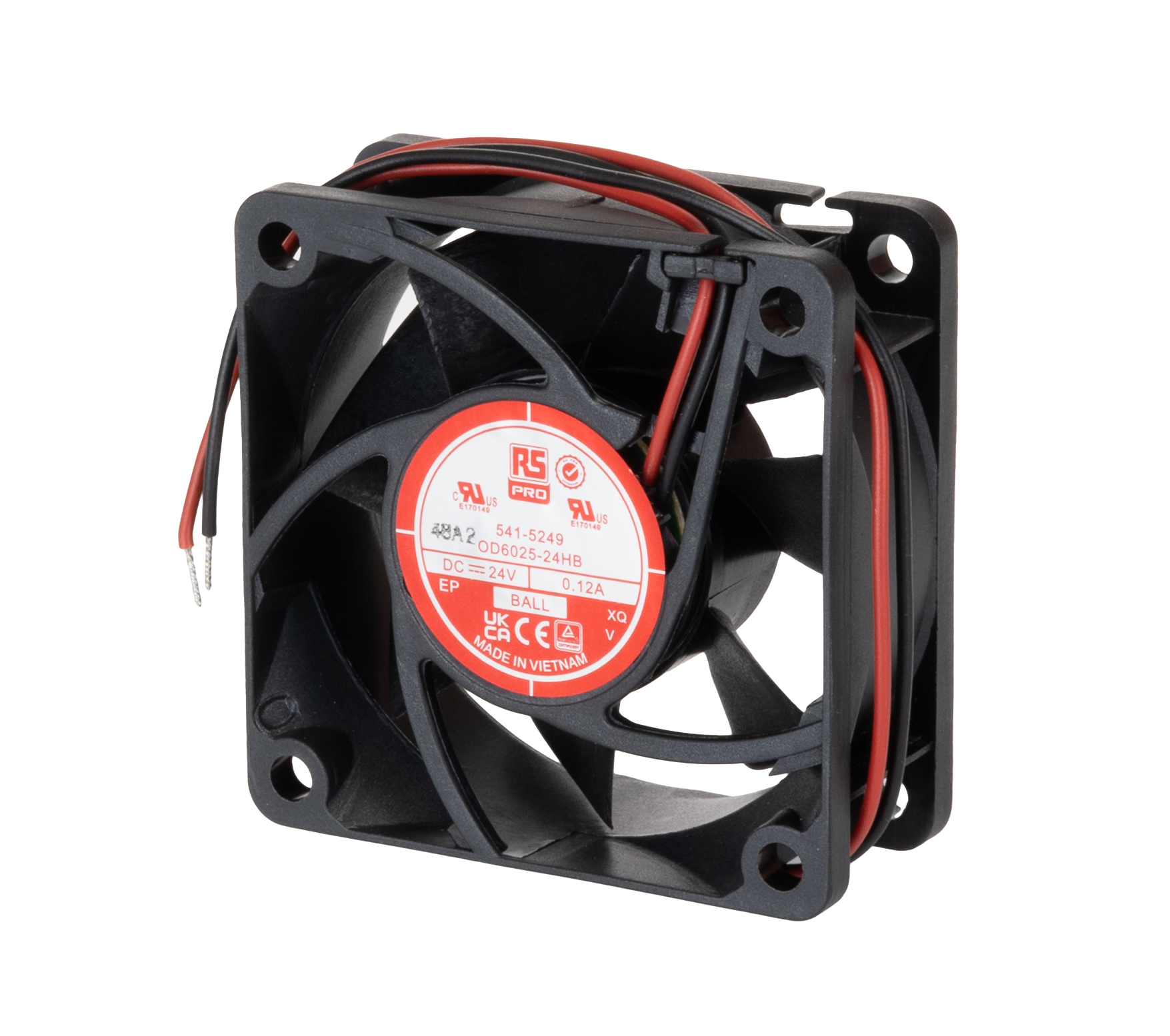 RS PRO Axial Fan, 24 V dc, DC Operation, 40.8m³/h, 3.5W, 120mA Max, 60 x 60 x 25mm