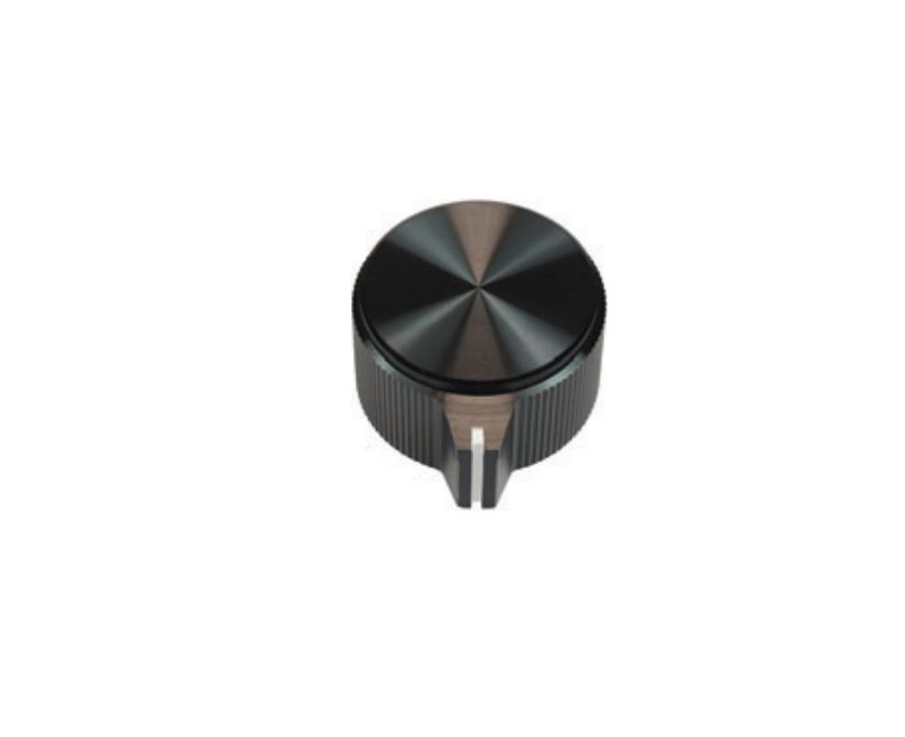 Vishay 23.8mm Black Potentiometer Knob for 6.35mm Shaft Round Shaft, ACCKMP2416NLS14