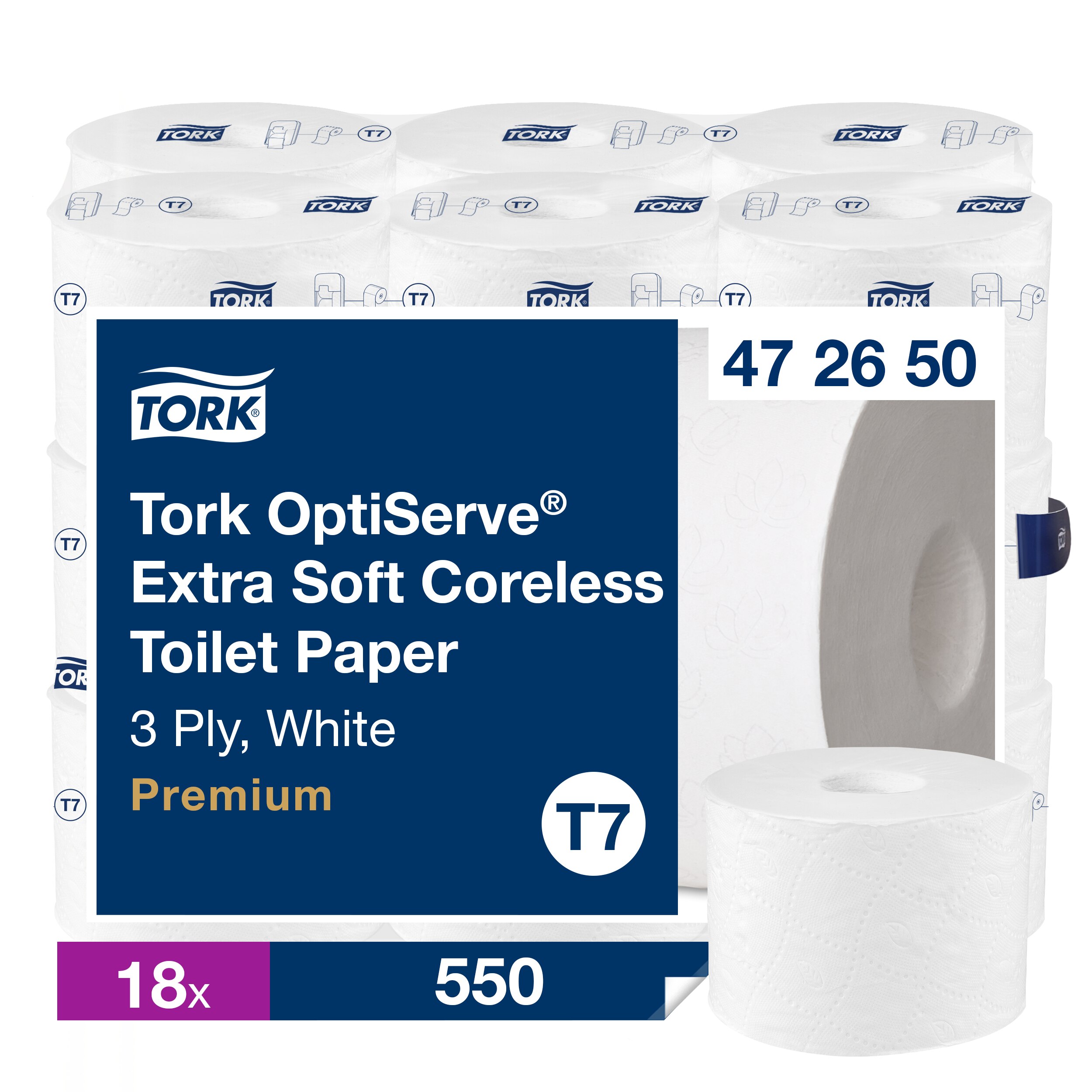 Tork 18 rolls of 550 Sheets Toilet Roll, 3 ply