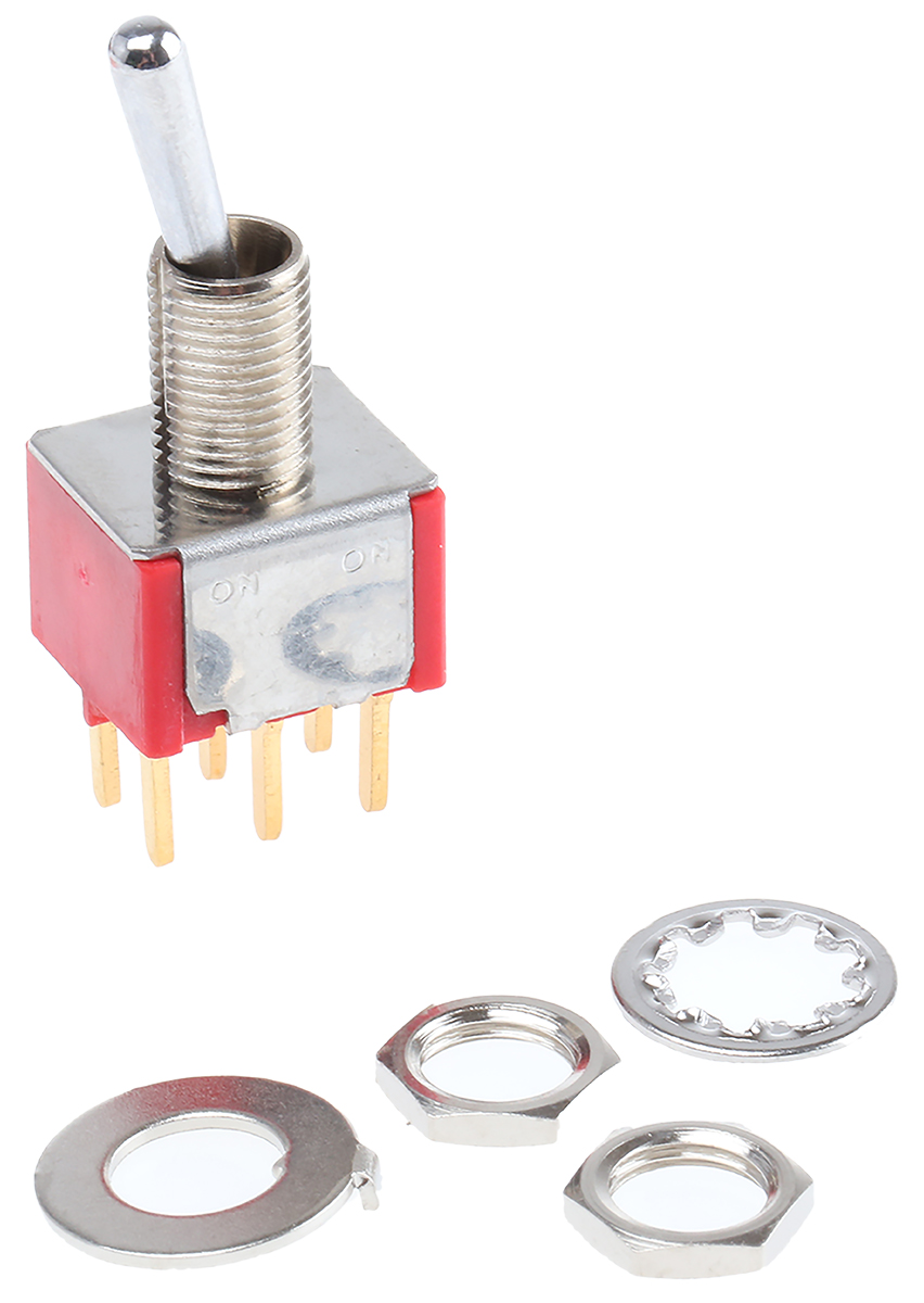 TE Connectivity Toggle Switch, PCB Mount, On-On, DPDT, Through Hole Terminal, 20V