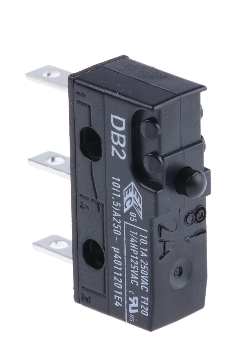 ZF Button Micro Switch, Tab Terminal, 10.1 A @ 250 V ac, SPDT