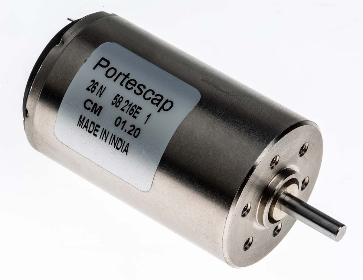 Portescap Brushed DC Motor, 5.75 W, 12 V dc, 17.3 mNm, 4700 rpm, 3mm Shaft Diameter