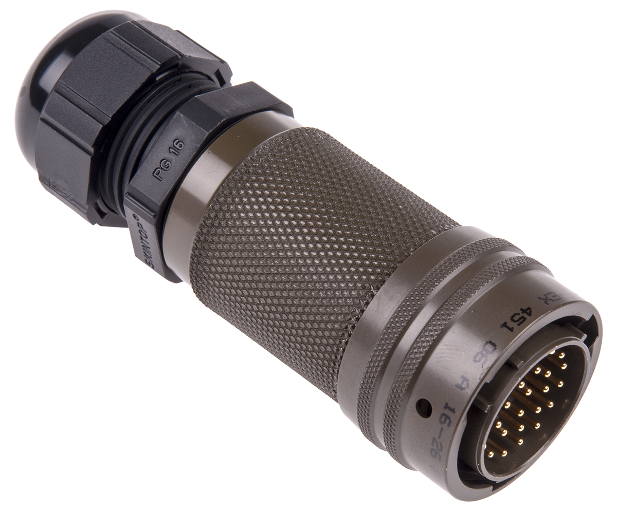 Amphenol Socapex, 451 26 Way Cable Mount MIL Spec Circular Connector Plug, Pin Contacts,Shell Size 16, Bayonet Coupling