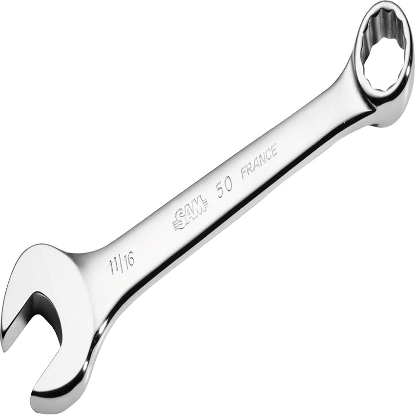 SAM Ratchet Combination Spanner, 285 mm Overall, 1"1/16in Jaw Capacity, Comfortable Soft Grip Handle
