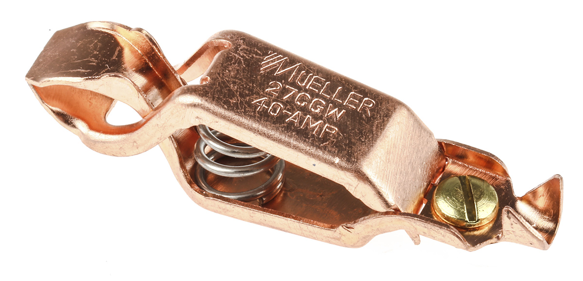 Mueller Electric Crocodile Clip, Copper Contact, 40A