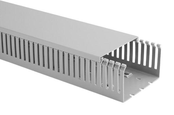 HellermannTyton HTWD-PN Grey Slotted Panel Trunking - Wide Slot, W100 mm x D100mm, L2m, PVC