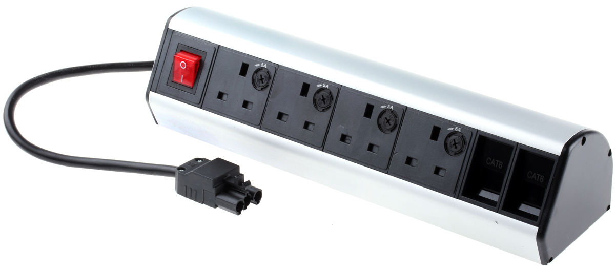 RS PRO Type G - British 4 Gang Power Distribution Unit, 1m Cable, 230V, Fused