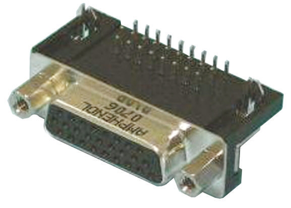 Amphenol Communications Solutions L77HD 15 Way Right Angle Through Hole D-sub Connector Socket, with 4-40 UNC Female