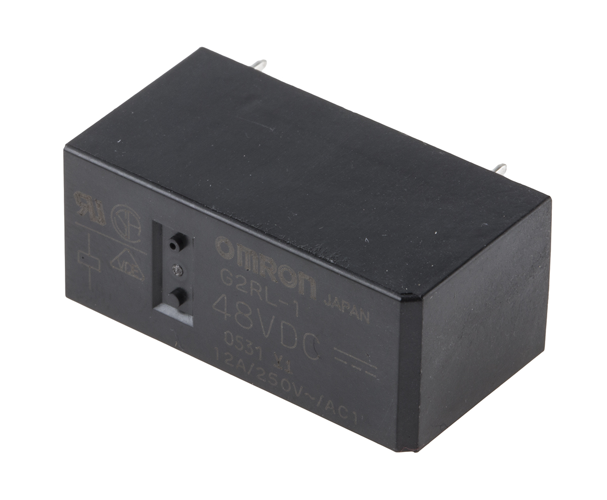 Omron PCB Mount Non-Latching Relay, 48V dc Coil, 12A Switching Current, SPDT