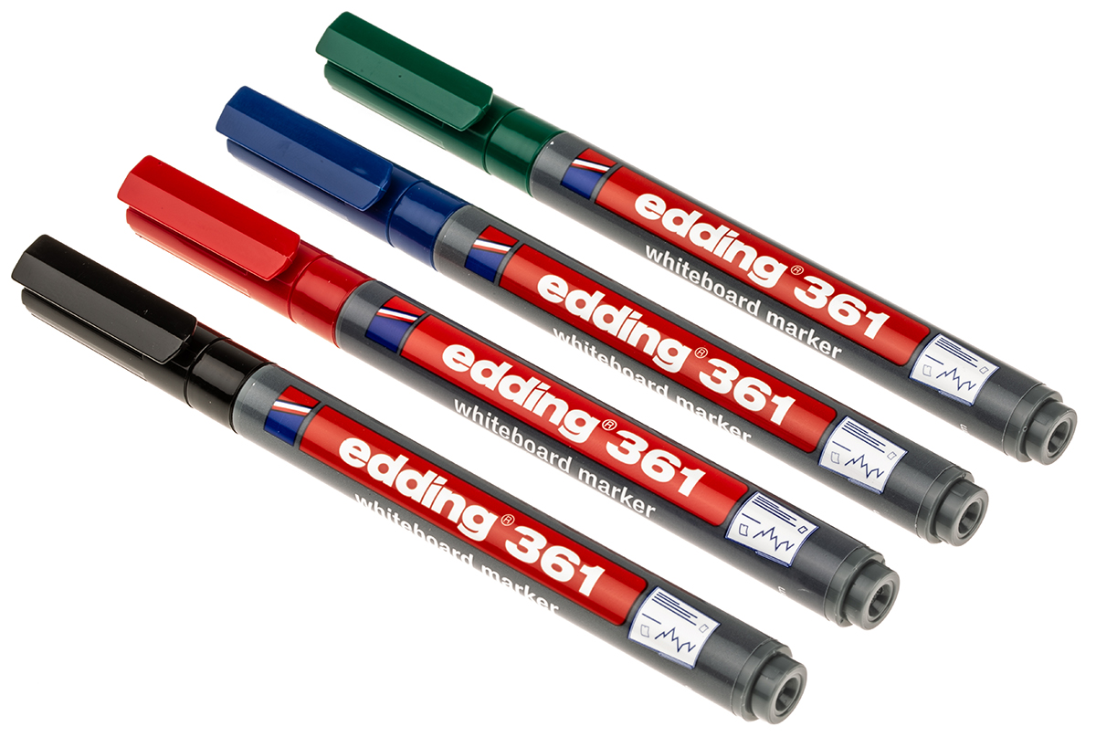 Edding White Board Pen, 4 Assorted, 1 mm Tip Size