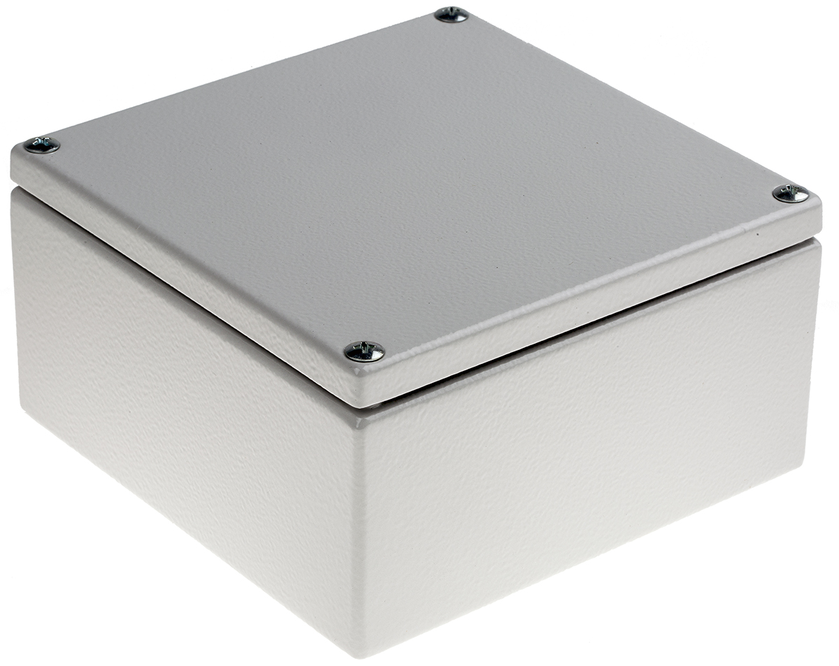 RS PRO Light Grey Mild Steel Terminal Box, IP66, 150 x 80 x 150mm