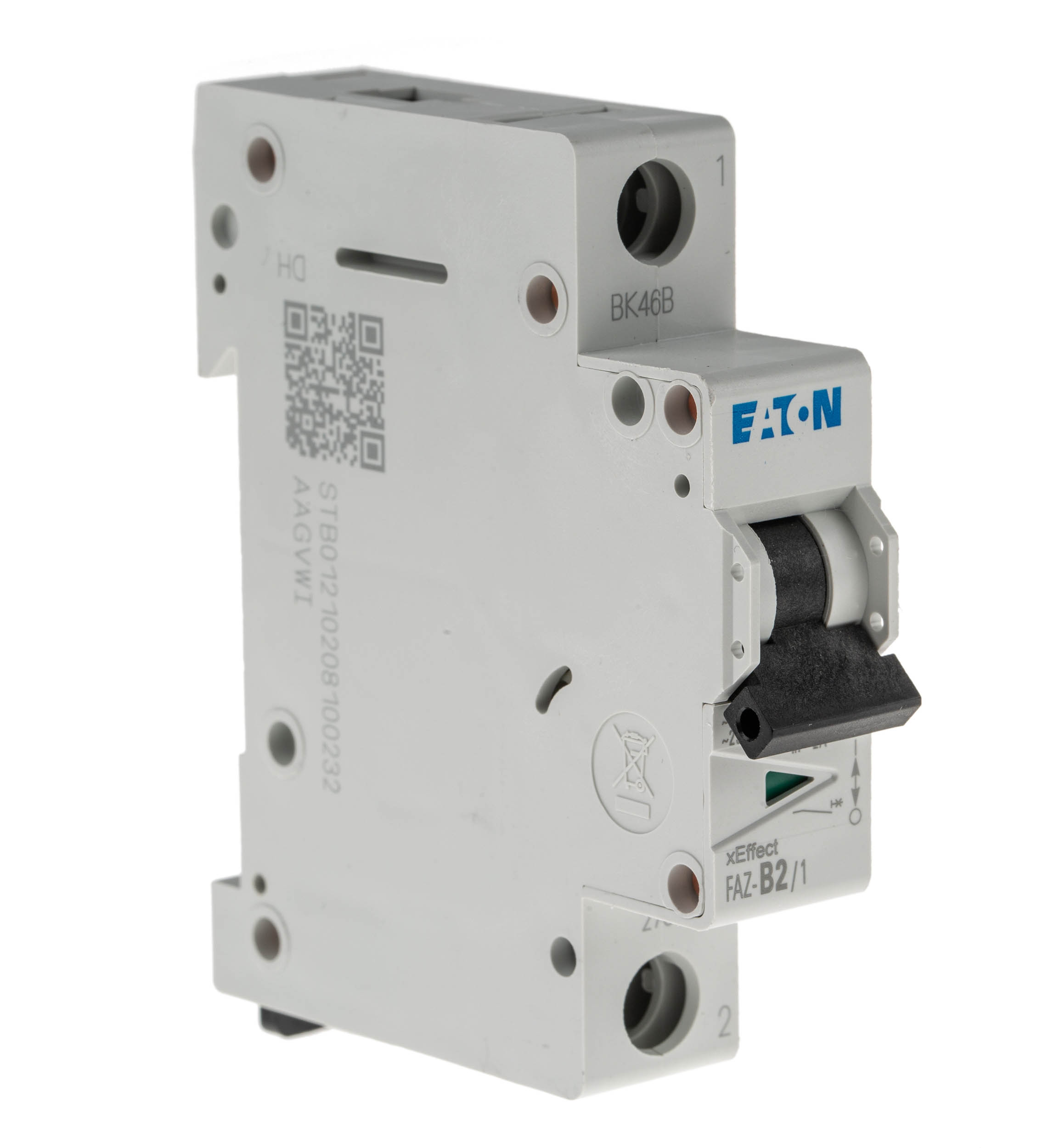 Eaton xEffect MCB, 1P, 2A Curve B, 240V AC, 48V DC, 10 kA Breaking Capacity