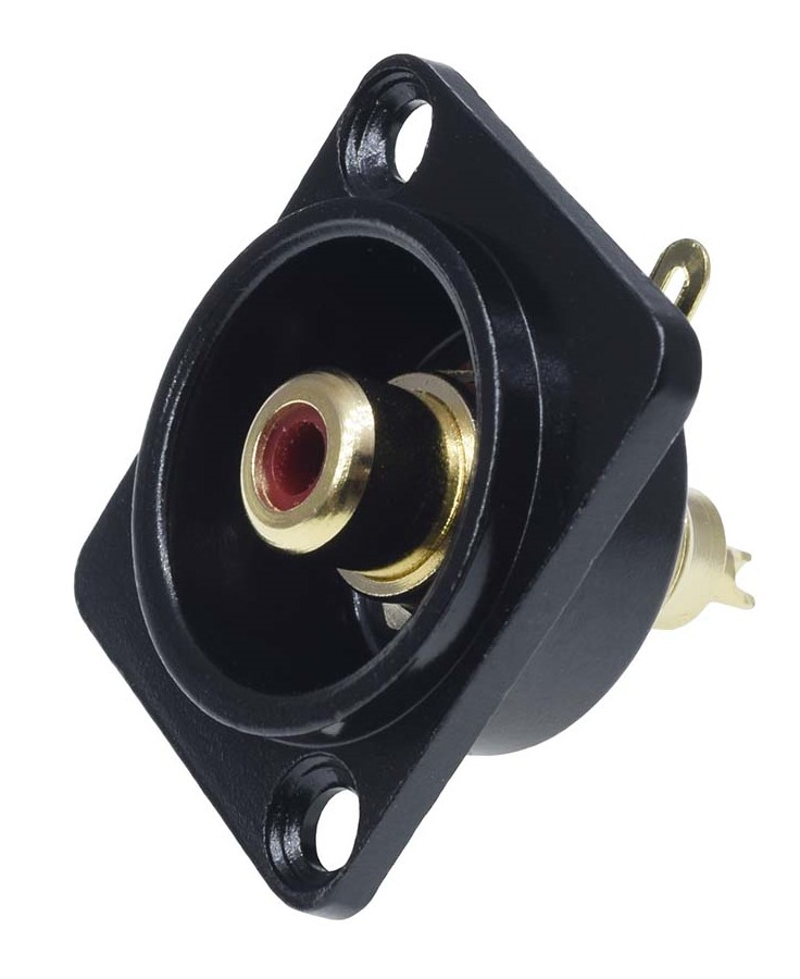 RS PRO Black, Red Panel Mount RCA Socket, Gold, 16A