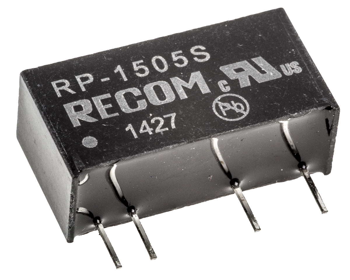 Recom RP DC-DC Converter, 5V dc/ 200mA Output, 13.5 → 16.5 V dc Input, 1W, Through Hole, +85°C Max Temp -40°C
