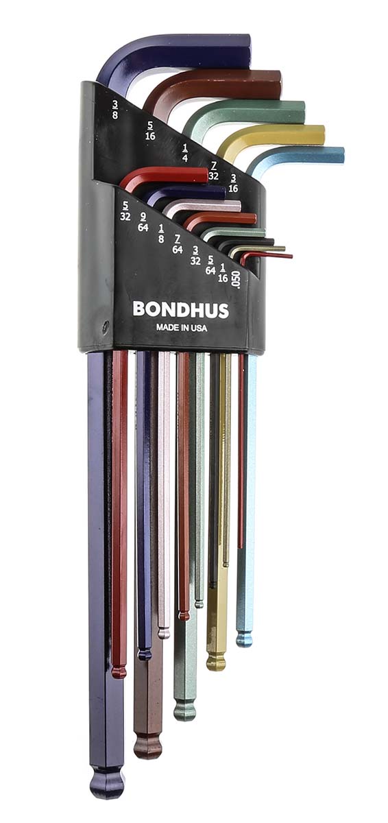 Bondhus 13 piece L Shape Imperial Hex Key Set, 0.05 → 3/8"