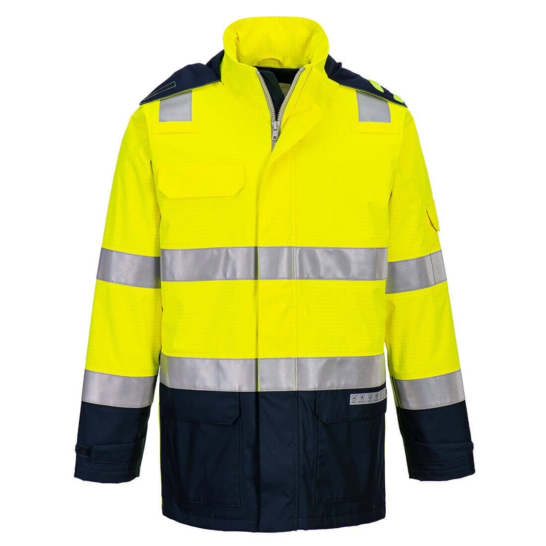 Portwest FR605 Yellow/Navy, Anti-Static, Arc Flash Protection, Flame Retardant, Waterproof Jacket, L