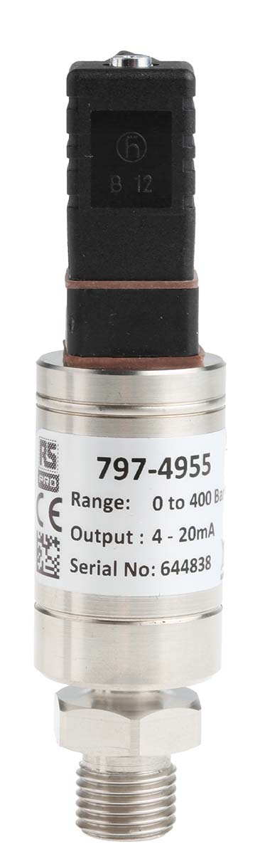 RS PRO Pressure Sensor, 0bar Min, 400bar Max, Current Output, Relative Reading