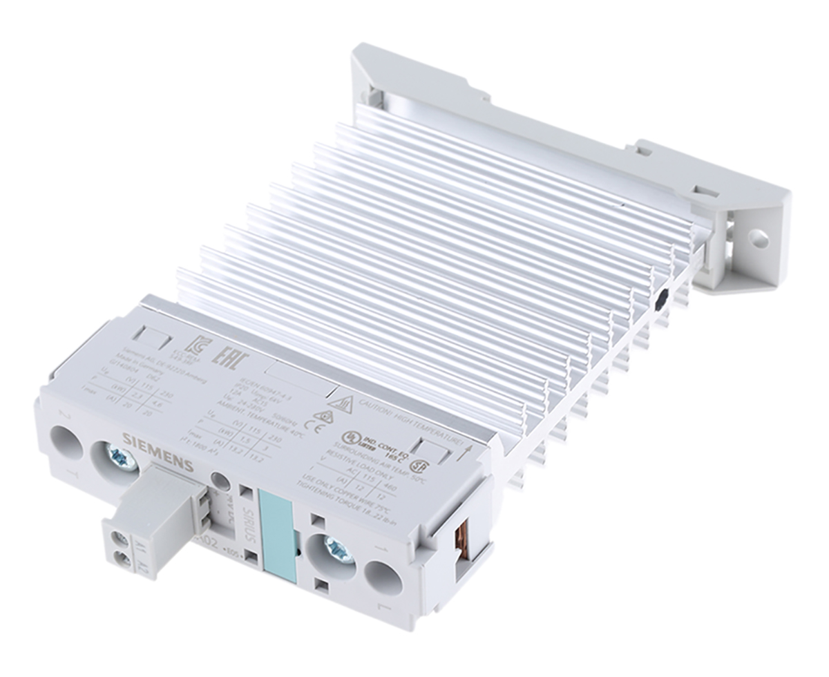 Siemens 3RF2 Series Solid State Relay, 20 A Load, DIN Rail Mount, 230 V ac Load, 24 V dc Control