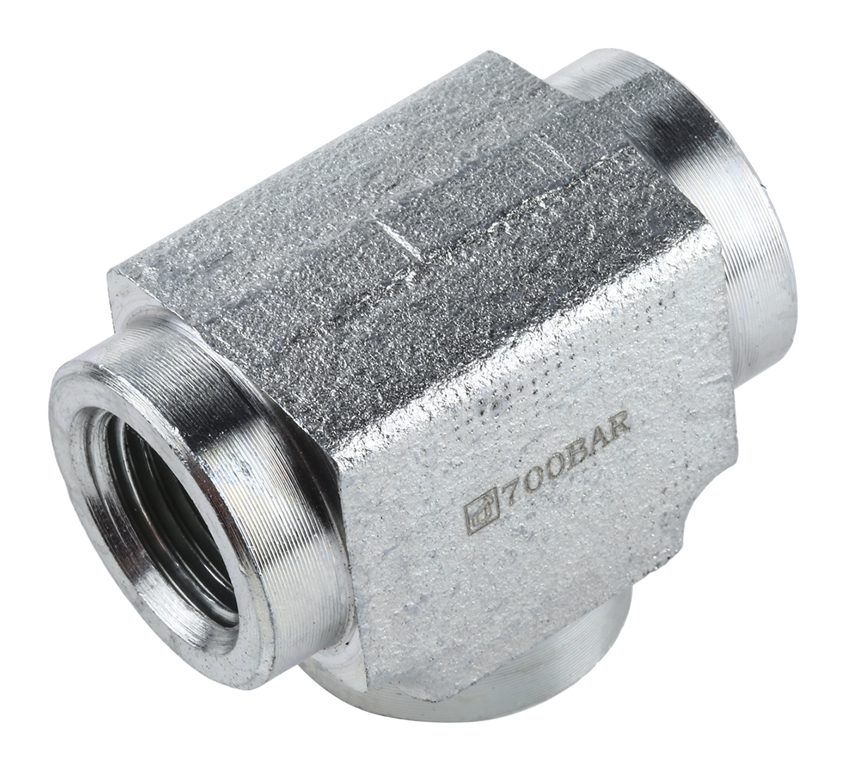 Enerpac Hydraulic Tee Threaded Adapter FZ1612, Connector A NPTF 3/8 Female Connector B NPTF 3/8 Female
