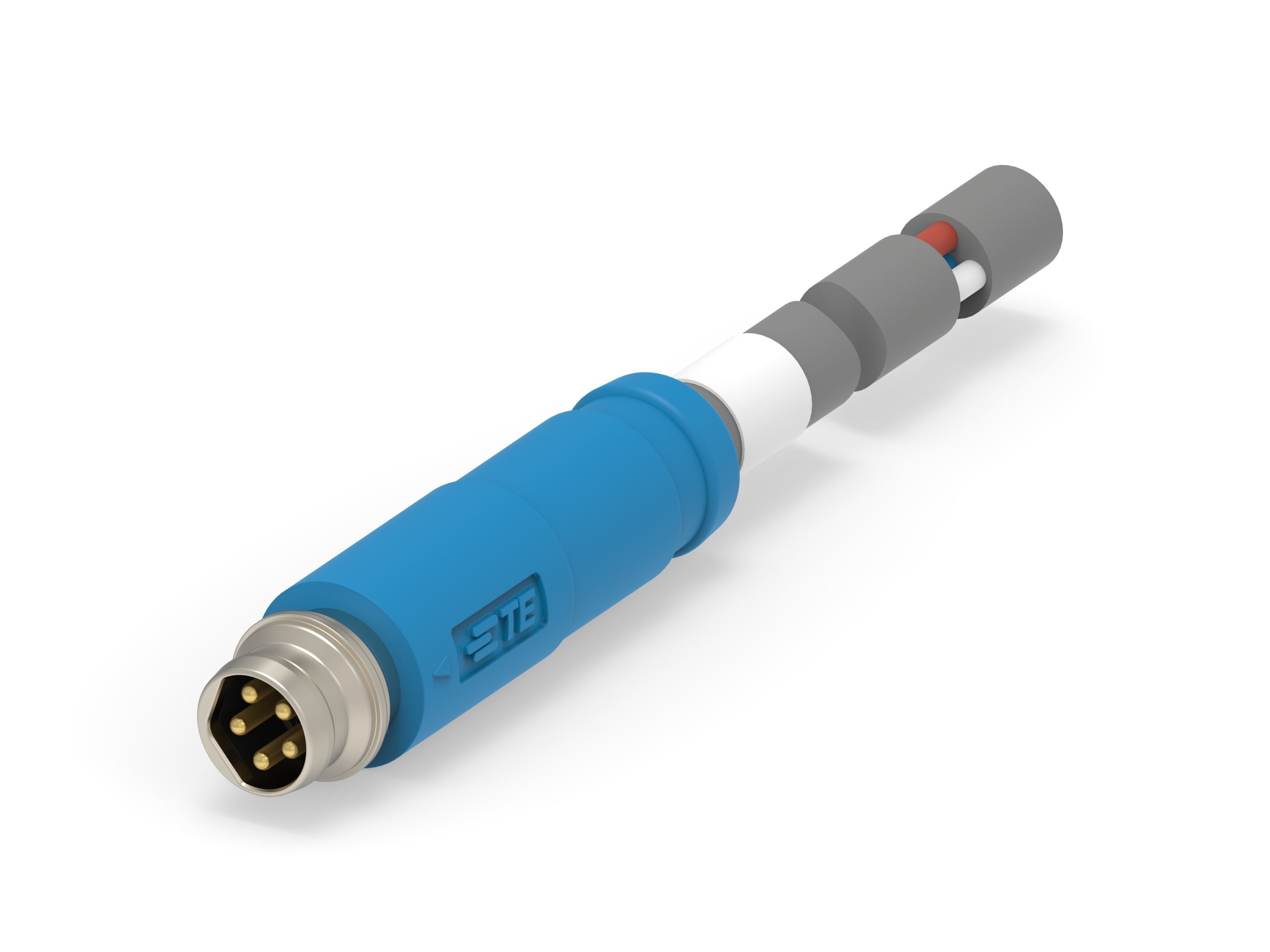 TE Connectivity Male 5 way M8 Plug to M8 Pigtail Cable Assembly, 2.5 m