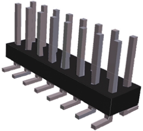 TE Connectivity AMPMODU MOD II Series Straight Surface Pin Header, 10 Contact(s), 2.54 mm Pitch, 2 Row, Unshrouded