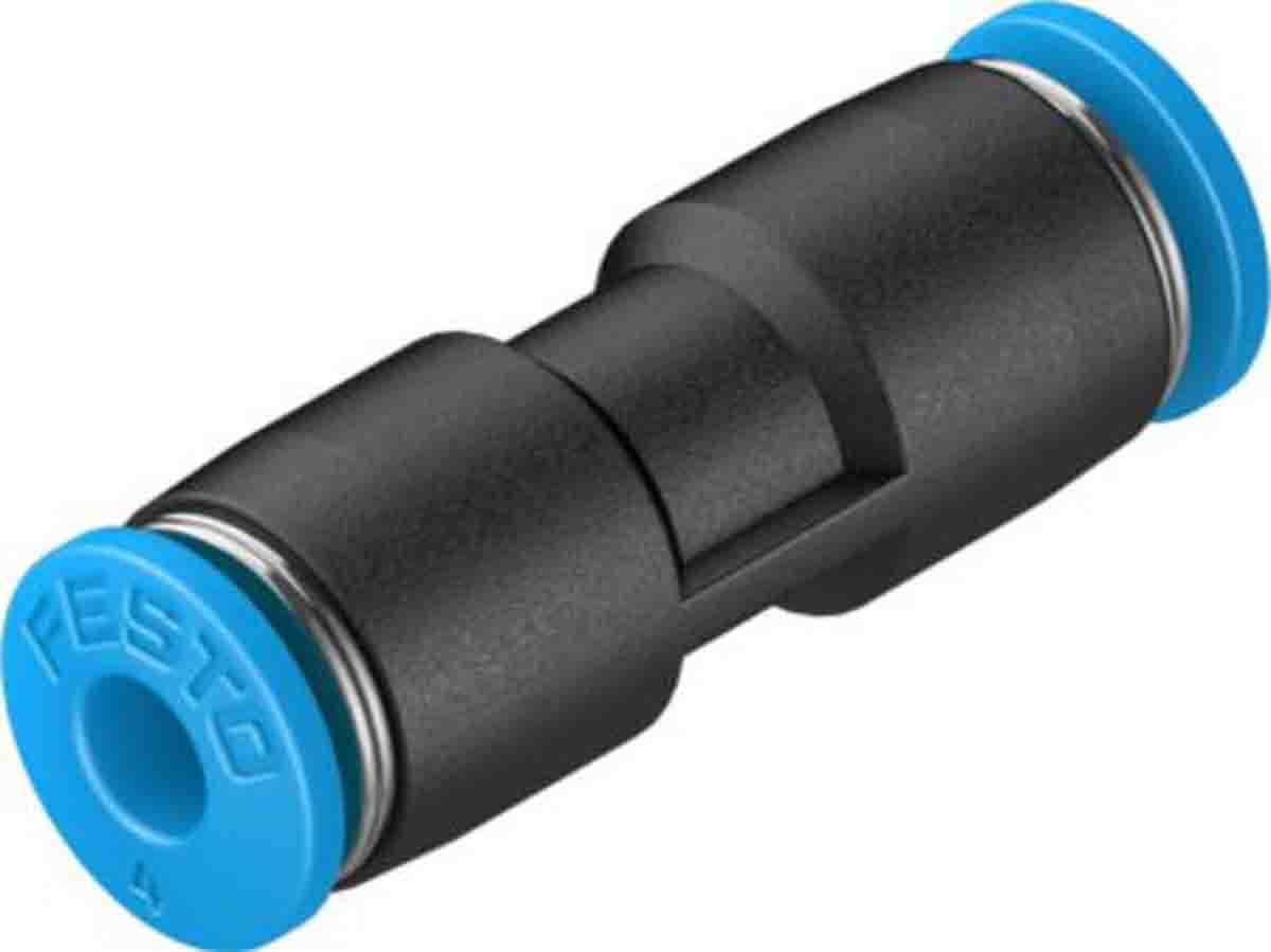 Festo QS Series Straight Tube-to-Tube Adaptor, Push In 4 mm to Push In 4 mm, Tube-to-Tube Connection Style, 130686