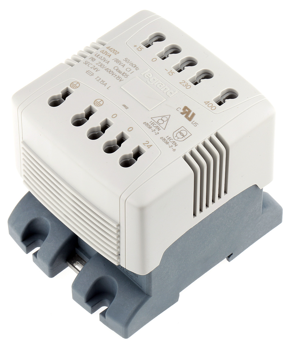 Legrand 63VA DIN Rail Transformer, 215V ac, 230V ac, 245V ac, 385V ac, 400V ac, 415V ac Primary, 24V ac Secondary