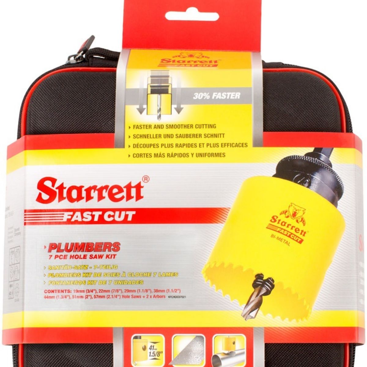 Starrett Bi-material 19 mm, 22 mm, 29 mm, 38 mm, 44 mm, 51 mm, 57 mm Hole Saw Set