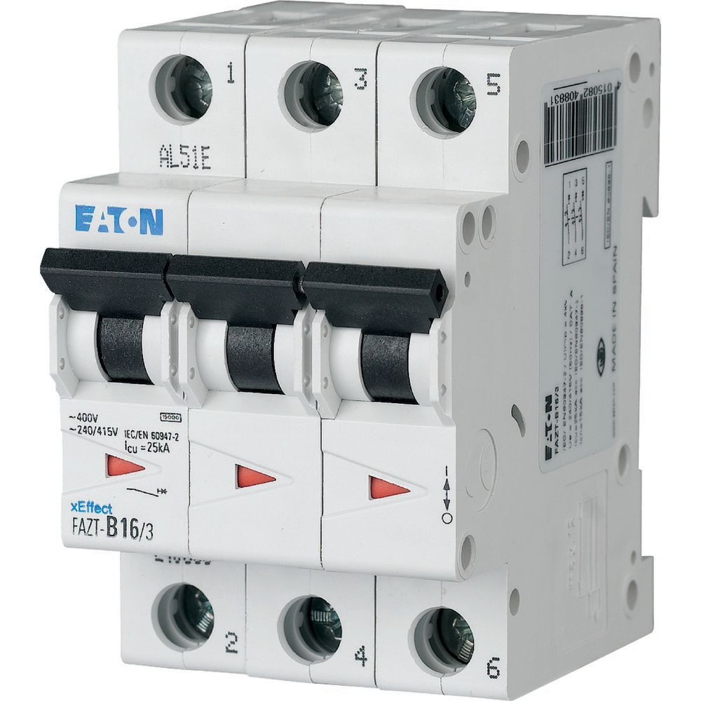 Eaton xEffect xEffect - FAZ-T MCB, 3P, 40A Curve C, 440V AC, 60V DC, 20 kA Breaking Capacity