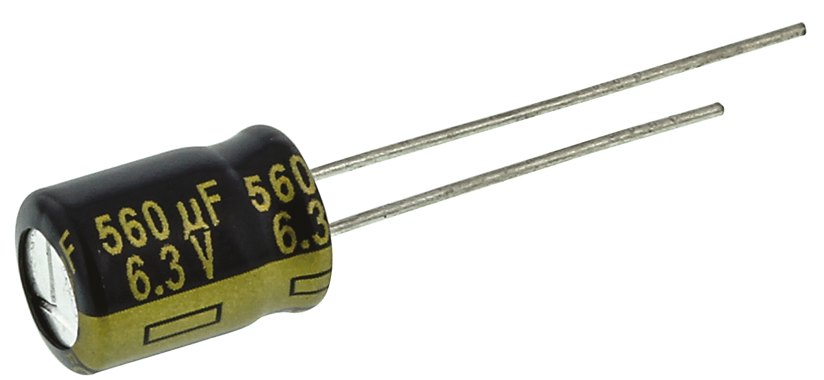 Panasonic 560μF Aluminium Electrolytic Capacitor 6.3V dc, Radial, Through Hole - EEUFC0J561