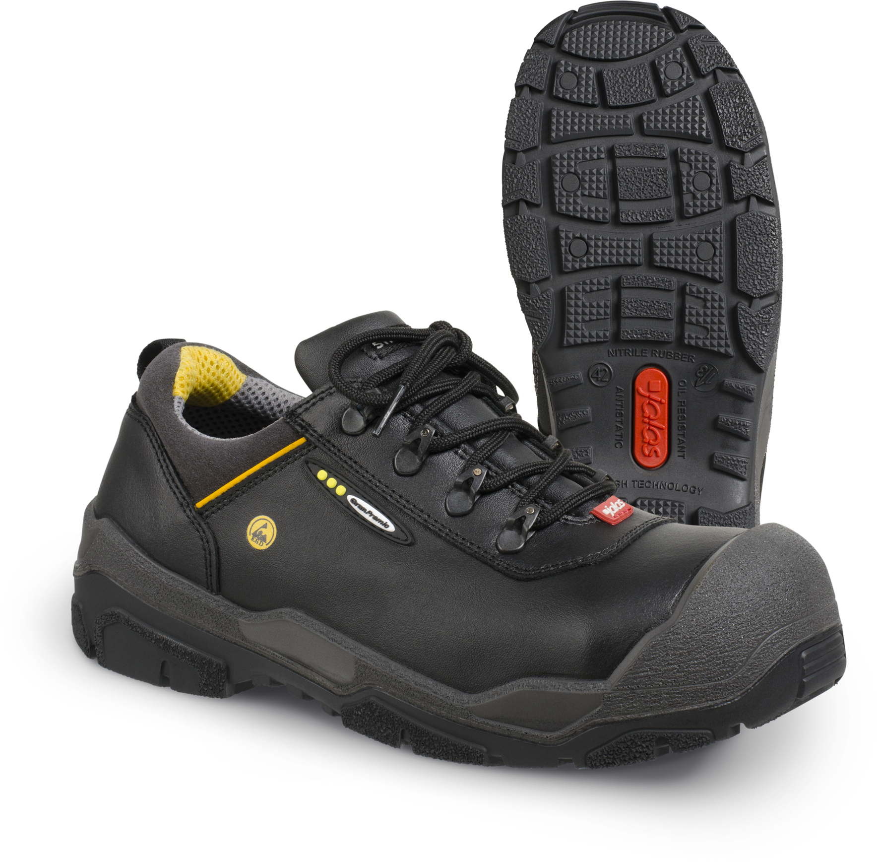 Jalas 1538 Unisex Black, Yellow Aluminium Toe Capped Safety Shoes, UK 8, EU 42
