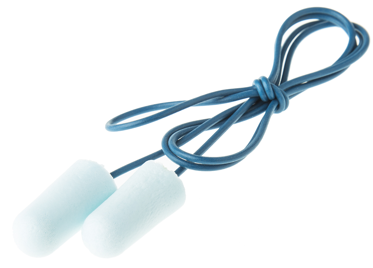 3M E.A.R Soft Series Blue, White Disposable Corded Ear Plugs, 34dB Rated, Metal Detectable, 200 Pairs
