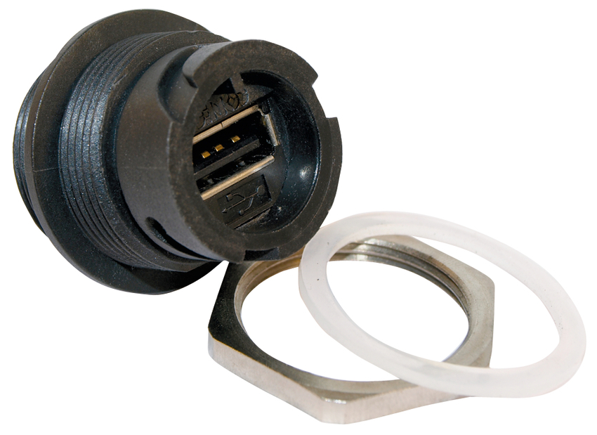 CONEC Straight, Panel Mount, Socket to Socket- Single Port Type A 2.0 IP67 USB Adaptor