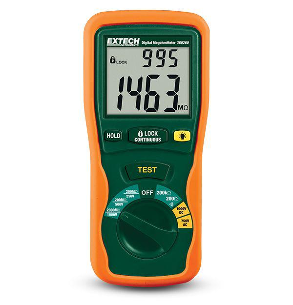 Extech EXTECH 380260 Insulation Tester, 250V Min, 100V Max, CAT III-1000V