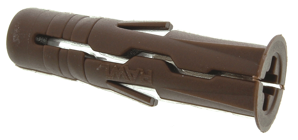 RawlPlug Brown Plastic Wall Plug, 30mm Length, 7mm Fixing Hole Diameter