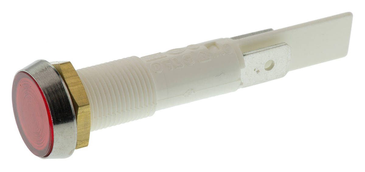 Arcolectric (Bulgin) Ltd 0275 Series Red Filament Indicator, 12V, 10mm Mounting Hole Size, Solder Tab Termination, IP67