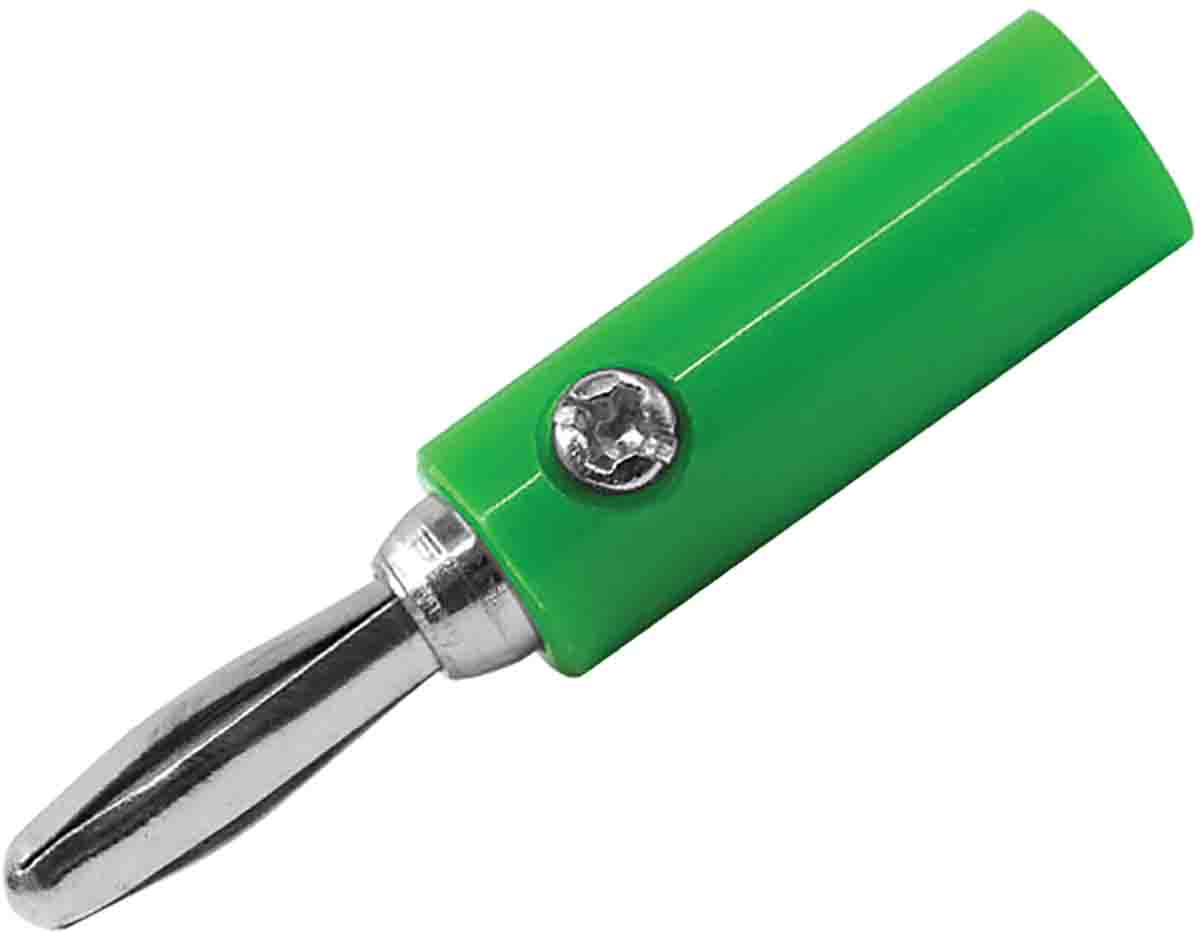 RS PRO Green Male Banana Plug, 4 mm Connector, 24A, 30V, Nickel Plating