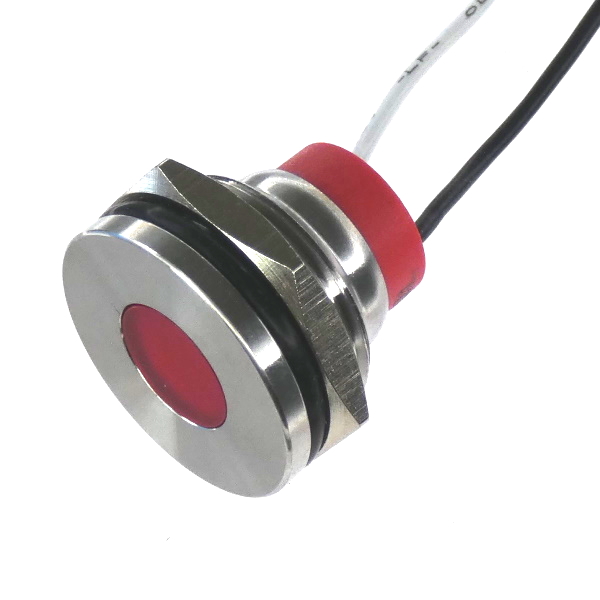 CML Innovative Technologies PL19SL Series Red Panel LED, 240V, 19mm Mounting Hole Size, Lead Wires Termination, IP67