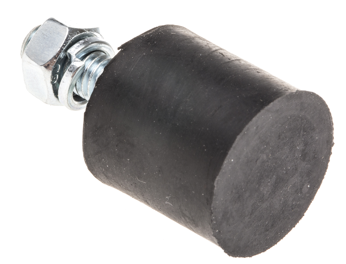 FIBET Cylindrical M6 Anti Vibration Mount, Male Buffer Foot with 29.6kg Compression Load