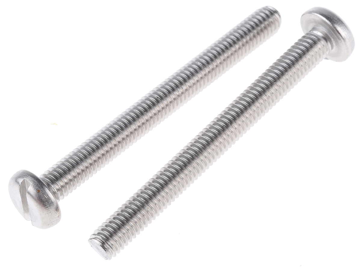 RS PRO Slot M6 Pan A2 304 Stainless Steel Machine Screws DIN 85 x 60.0mm
