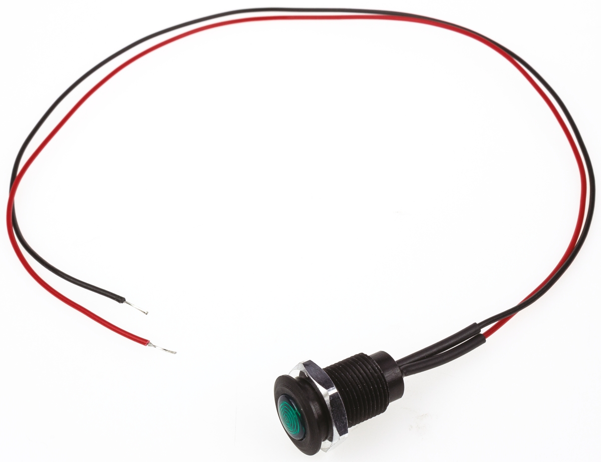 Oxley Green Panel Mount Indicator, 24V ac, 10.2mm Mounting Hole Size, Lead Wires Termination, IP66