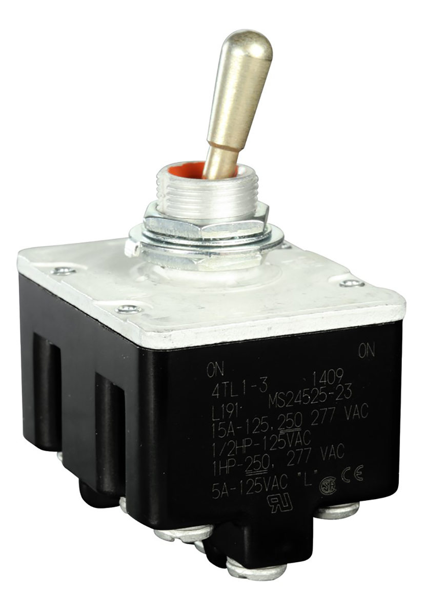 Honeywell Toggle Switch, Panel Mount, (On)-On-(On), 4PDT, Screw Terminal
