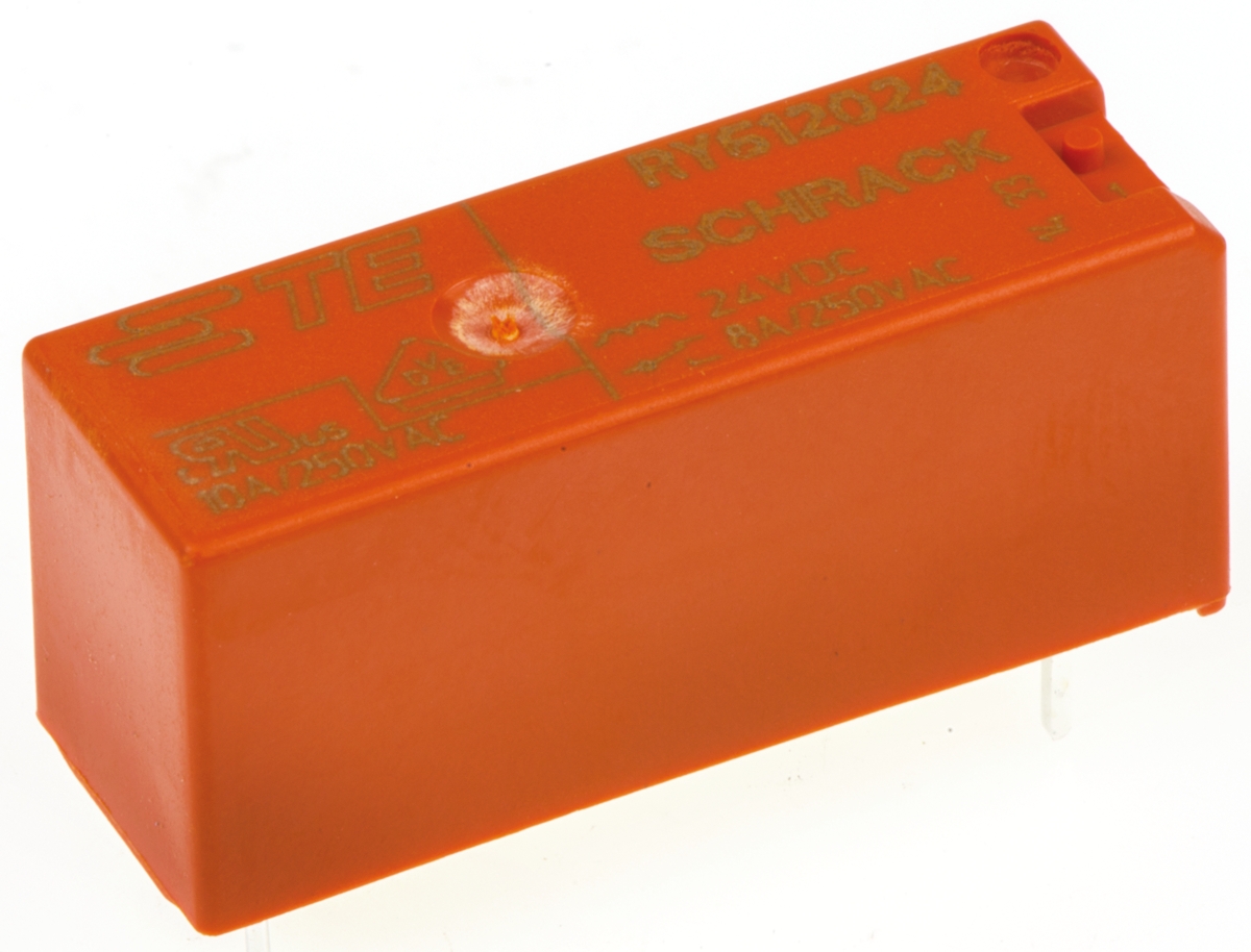 TE Connectivity PCB Mount Power Relay, 24V dc Coil, 8A Switching Current, SPDT