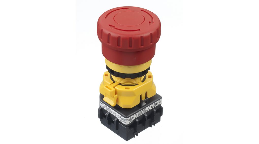 Idec XW Series Pull to Reset Emergency Stop Push Button, Panel Mount, 22mm Cutout, 1NO, 3 NC, IP65