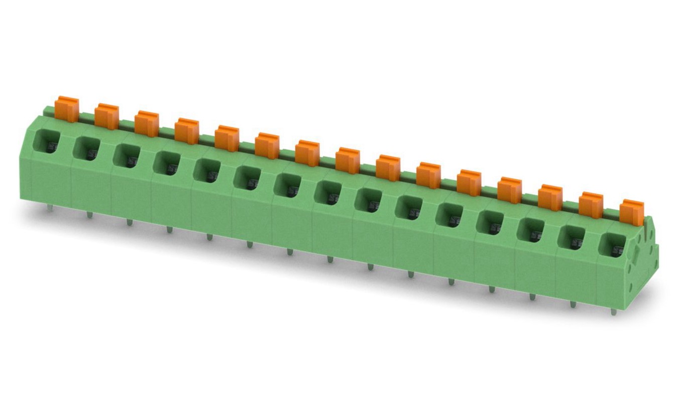 Phoenix Contact SPTAF 1/15-5.0-EL Series PCB Terminal Block, 15-Contact, 5mm Pitch, Through Hole Mount, 2-Row