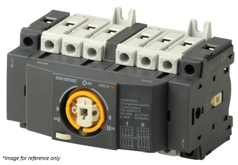 Socomec 4P Pole DIN Rail Changeover Switch - 25A Maximum Current, 11.3kW Power Rating