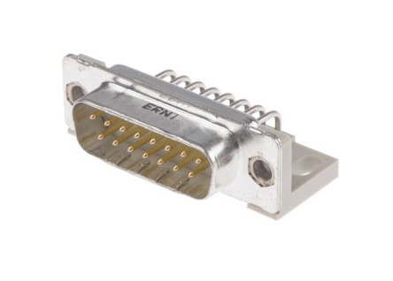 Provertha TMC 15 Way Right Angle Through Hole D-sub Connector Plug, 2.84mm Pitch, with Guide Frame