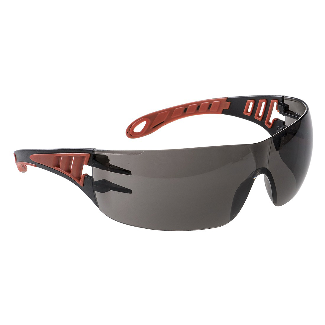 Portwest Safety Glasses, Black/Grey Polycarbonate Lens, Vented