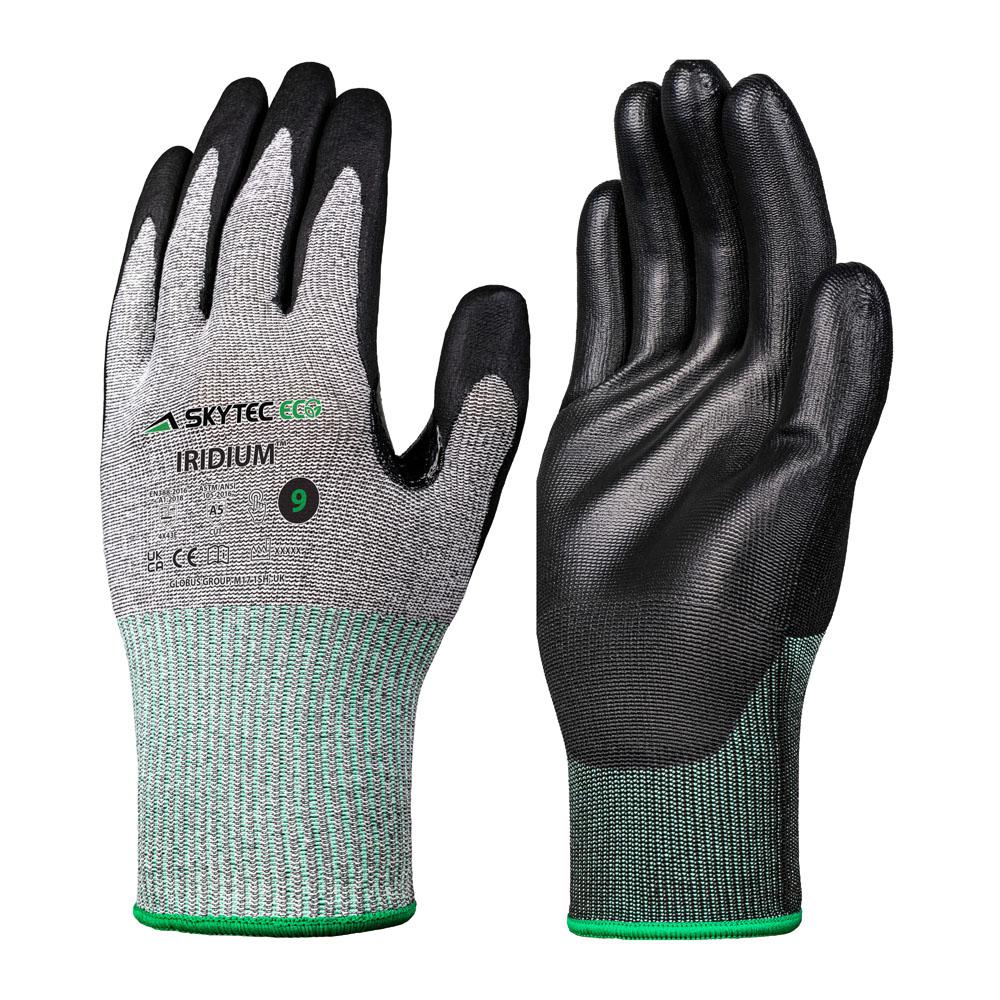 Skytec Eco Iridium Black, Grey HPPE, Polyester Work Gloves, Size XS, Nitrile Foam Coating
