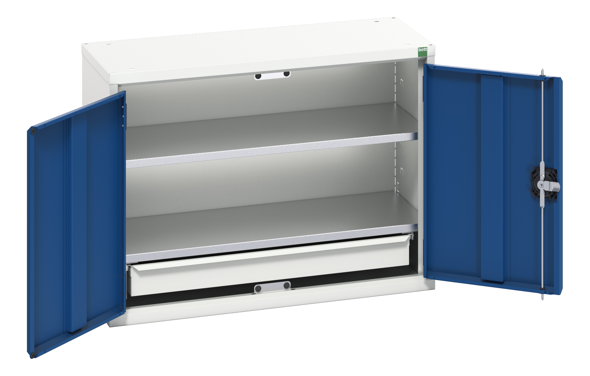 Bott 2 Door, 1 Drawer Steel Cupboard, 800 x 350 x 600mm